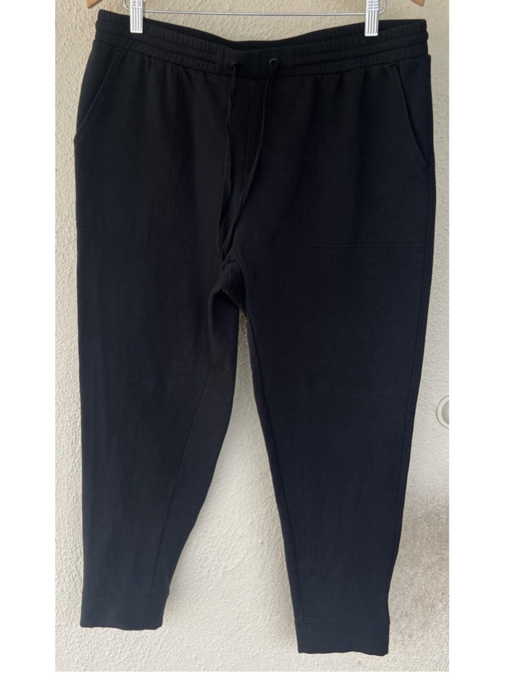Quince Supersoft Fleece Sweatpants Black Joggers Womens Large Minimalist Lounge